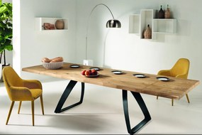 PONTE tölgyfa furnér bővíthető design étkezőasztal - natur/fekete