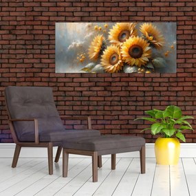 Kép - Napraforgók festménye (120x50 cm)
