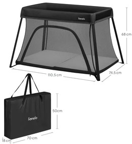 Lionelo - Utazóágy 3 az 1-ben ALICE fekete