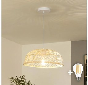 Brilagi - LED függőlámpa zsinóron CERIA BOHO 1xE27/40W/230V átm. 40 cm rattan
