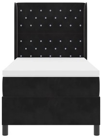 Boxspring Ágy Matrac és LED Fekete 100x200 cm Bársonyos
