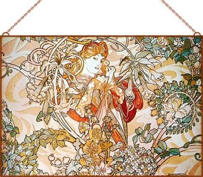 Alfons Mucha - Woman with Daisy üvegkép, falikép