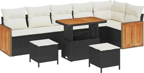 vidaXL Kerti Kanapé Szett párnával 9 pcs Fekete és Krém