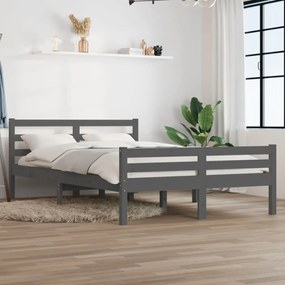 King Size szürke tömör fa ágykeret 150 x 200 cm