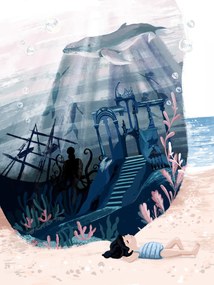 Illusztráció Sea Dreamworld, Goed Blauw, (30 x 40 cm)
