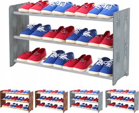 Cipőtartó állvány fa cipőtartó állvány 3 Polcos 90 cm széles Szürke