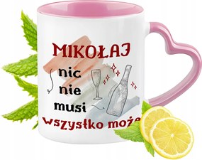 Mikulás bögre rózsaszín szív alakú füllel Kávé ajándék