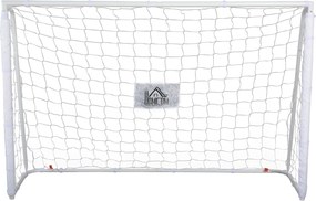 HOMCOM Foci Kapu - Labdarúgó Kapu - Edzőkapu méretei 186L x 62W x 123H cm - fémszerkezet, PE háló - pecek és szerszám tartozik - fehér | Aosom