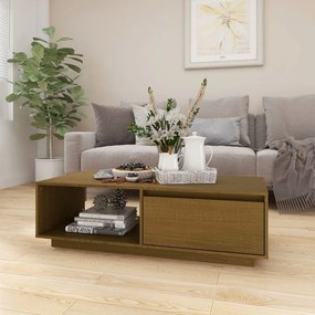 Mézbarna tömör fenyőfa dohányzóasztal 110 x 50 x 33,5 cm