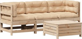 vidaXL 4 részes tömör fenyőfa kerti ülőgarnitúra párnákkal