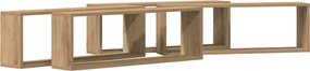 vidaXL Falpolcok polcokkal 4 pcs Művészi tölgy 80 x 15 x 26 cm Faanyag