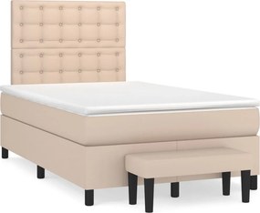 vidaXL cappuccino színű műbőr rugós ágy matraccal 120 x 200 cm