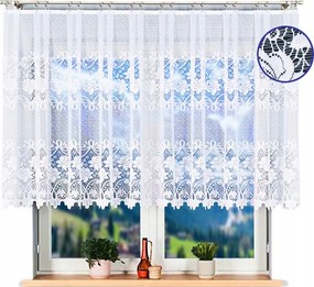 Rövid Jacquard Függöny 300x120 Nappaliba Virágok Rózsák Fehér Békák