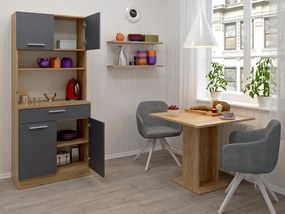 Négyajtós szekrény, artisan tölgy/grafit, DOMIS NEW