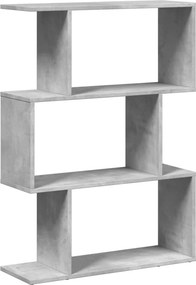 vidaXL 3 szintes betonszürke fa térelválasztó könyvespolc 70x24x97 cm