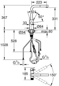 GROHE 30601000 - Mosogatócsaptelep BLUE PURE A kihúzható zuhanyfejjel, fényes króm