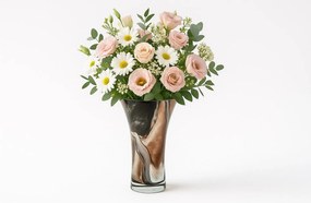 Üveg váza 28 cm barna-fekete 2310/C269