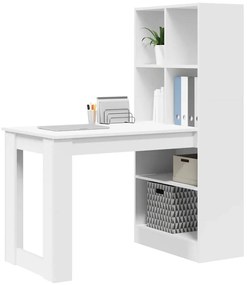 Asztal polcokkal tárolóval Fehér 122 x 67 x 145 cm Faanyag