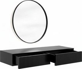Nicole fali sminkasztal fekete tükörrel 60 cm - matt fekete / fekete