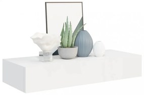 fehér MDF falra szerelhető fiókos polc 60 x 23,5 x 10 cm