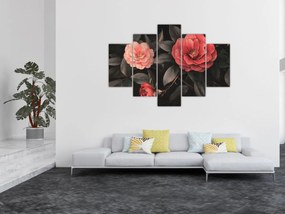 Kép - Vörös virágok sötét háttér előtt (150x105 cm)