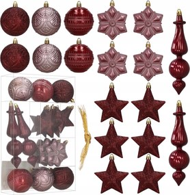 Karácsonyfadísz Lila Rózsaszín 18 db-os Karácsonyfa Szett 7/9cm Törhetetlen