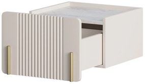 Malmi 45 cm-es függő éjjeliszekrény fiókkal - kasmír / crema bianca / arany