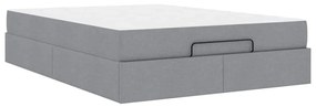 Ágykeret matracmal Világosszürke 140 x 190 cm szövet