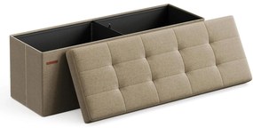 Tárolós ülőke, összecsukható pad, 38 × 110 × 38 cm, tevebarna színben