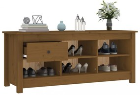 mézbarna tömör fenyőfa cipősszekrény 110 x 38 x 45,5 cm