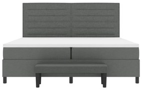 Box Spring Ágy Matracot és Padot Sötétszürke 200x200 cm Szövet