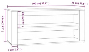 betonszürke szerelt fa cipőtartó 100x35x45 cm