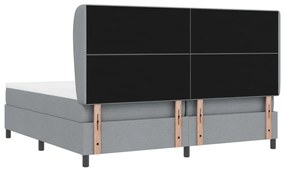 Boxspringágy Mattal - Világosszürke, 200x200 cm, Szövet