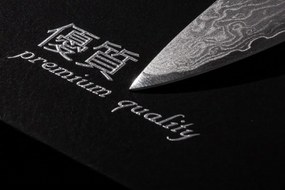 G21 Damascus Premium késkészlet bambusz blokkban, doboz, 3 db + köszörűkő