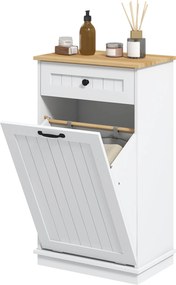 HOMCOM Fürdőszobai Tároló Szekrény Mosodáskosár Fürdőszobai Szekrény Fiókkal és Felborulás Elleni Tervezéssel Modern Fürdőszobai Bútor 52x33x90 cm Feh