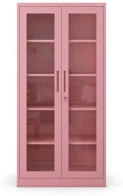 Vitrines szekrény AMELIA, 900 x 1850 x 400 mm, Fresh Style: púderrózsaszín