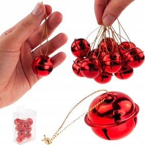 Bombák Karácsonyi Medálok Piros Fém Csengő 12db