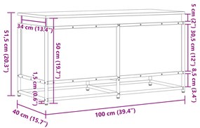 szürke sonoma szerelt fa tárolóláda fedéllel 100x40x51,5 cm