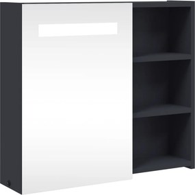 vidaXL szürke tükrös fürdőszobaszekrény LED-del 60 x 13 x 52 cm