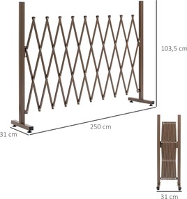 Outsunny Összecsukható Kihúzható Biztonsági Kerítés Kapu 250L x 31W x 104H cm Alumínium Fém Csokoládé | Aosom