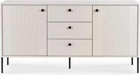 Komód 154 cm méretben, kétajtós, fiókos, bordázott kivitelben, kaszmir színben SOFT