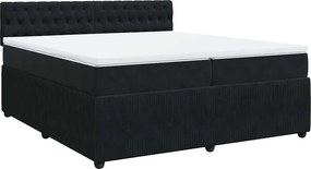 vidaXL fekete bársony rugós ágy matraccal 200x200 cm