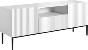 Nicole 150 cm-es TV-szekrény nyitott polccal - matt fehér / fekete lábak