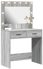 Öltözködőasztal LED fényekkel Szürke Sonoma 78,5x41x135 cm