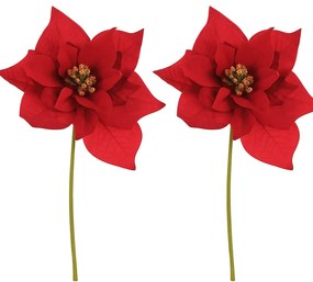 Karácsonyi rózsa szett, 2 db, piros, 32 cm