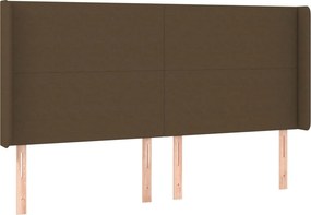 vidaXL sötétbarna szövet fejtámla szárnyakkal 163x16x118/128 cm