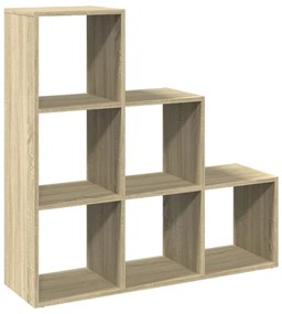 3 szintes sonoma tölgy fa térelválasztó könyvespolc 99x29x99 cm