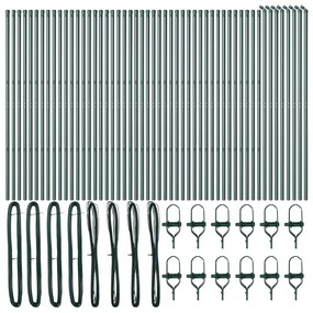 Kerítésoszlopok 52 db Zöld Ø32 mm 150 cm Horganyzott Acél