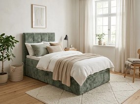 Kárpitozott boxspring ágy DIRELIS VIBE 90x200 cm sötétzöld Matrac: Bonell rugós matrac
