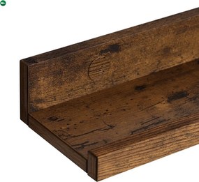 3 darabos fali polc készlet, képeknek és apróságoknak, rusztikus barna, 38x10x5cm